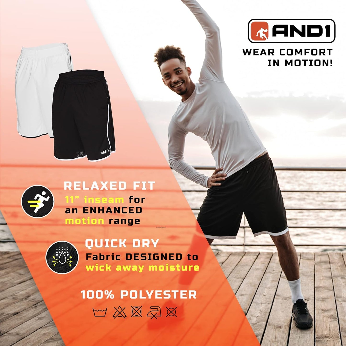 Men'S Athletic Shorts, 2-Pack