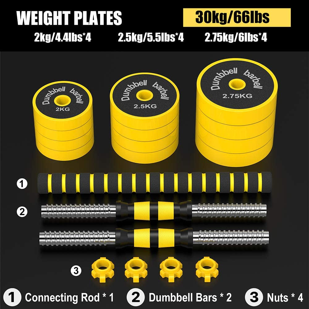 Adjustable 2-In-1 Dumbbell Barbell Set