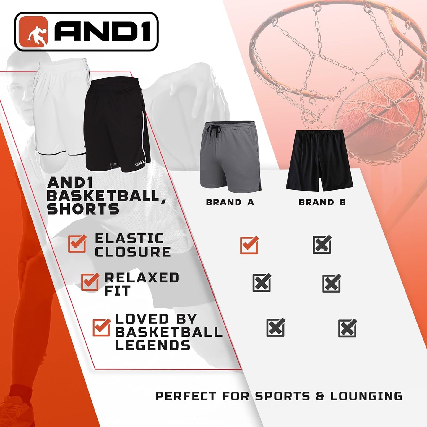 Men'S Athletic Shorts, 2-Pack