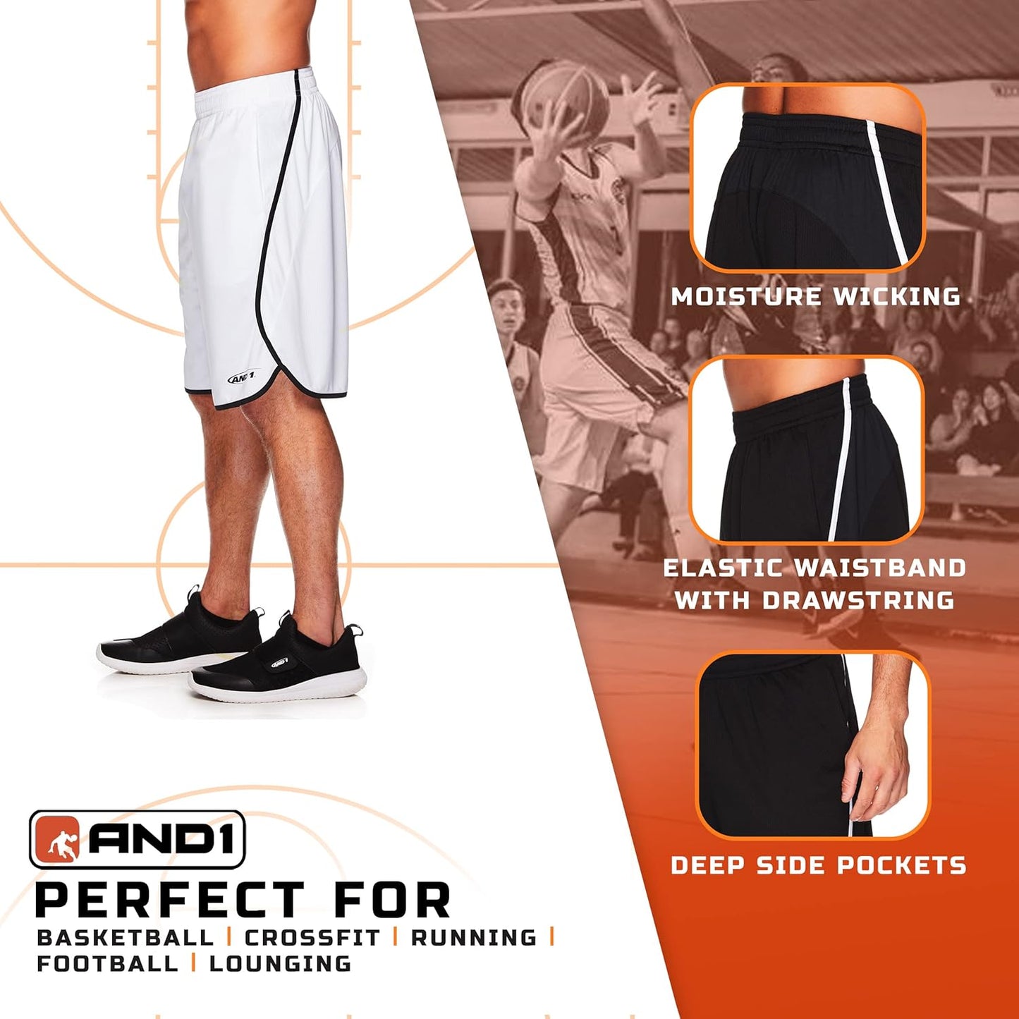 Men'S Athletic Shorts, 2-Pack