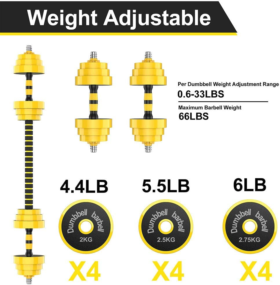 Adjustable 2-In-1 Dumbbell Barbell Set