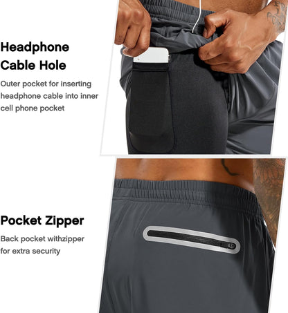 Men'S Running Shorts with Phone Pockets