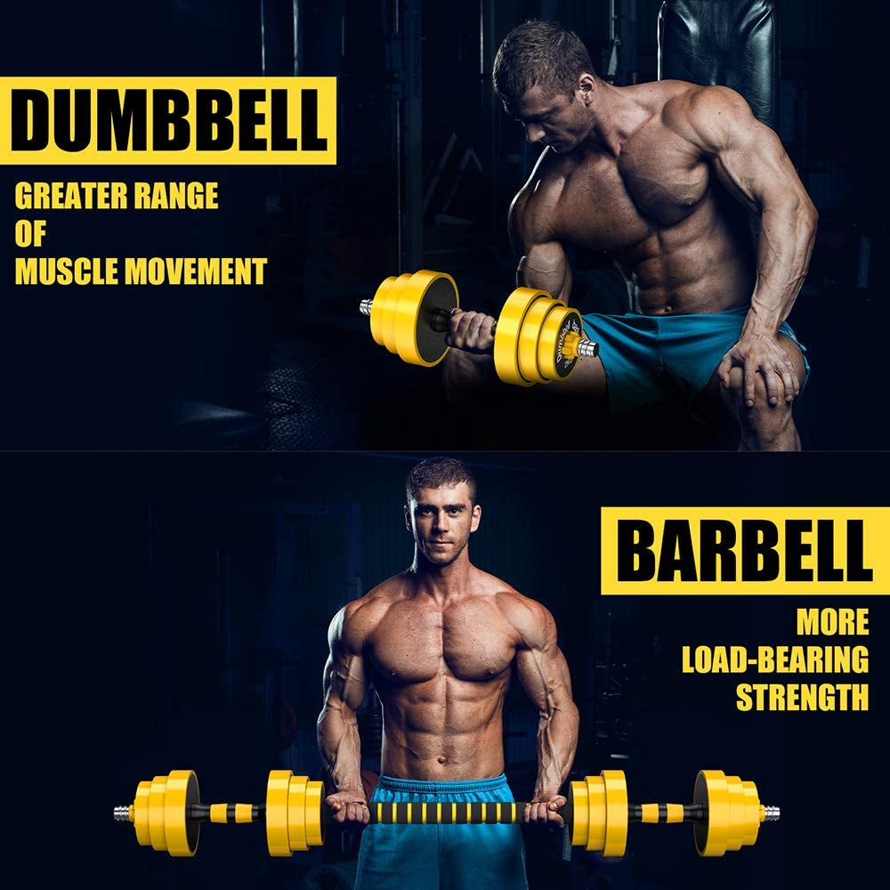 Adjustable 2-In-1 Dumbbell Barbell Set
