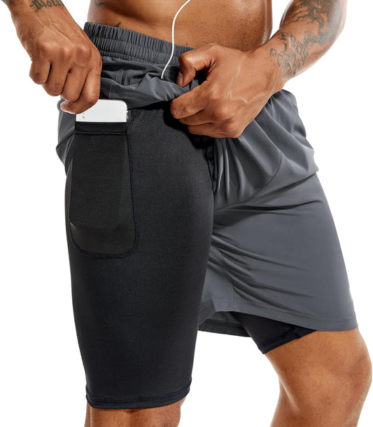 Men'S Running Shorts with Phone Pockets
